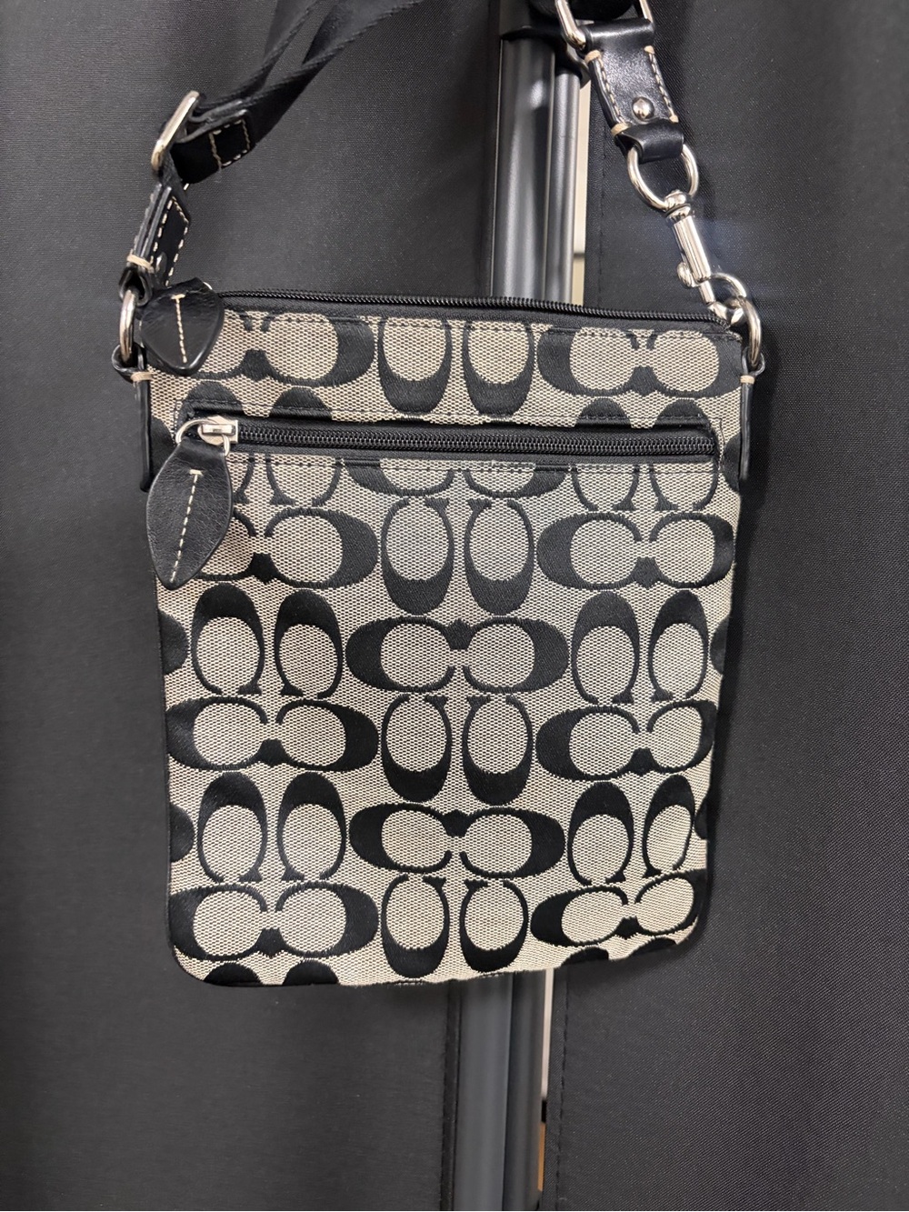 Coach Black/Grey Signature Small Crossbody Bag - Picture 4 of 6